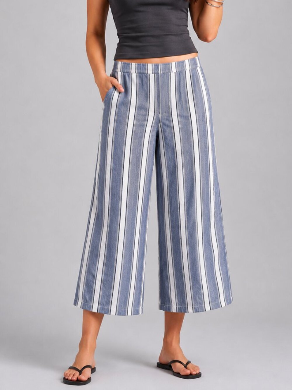 Hollister Striped Wide Leg Crop Pants